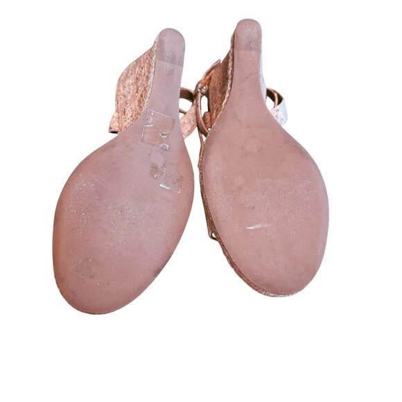 Tory Burch Marion Metallic Tan Cork Espadrille Wedges Size 8M Made in Brazil - Picture 5 of 9